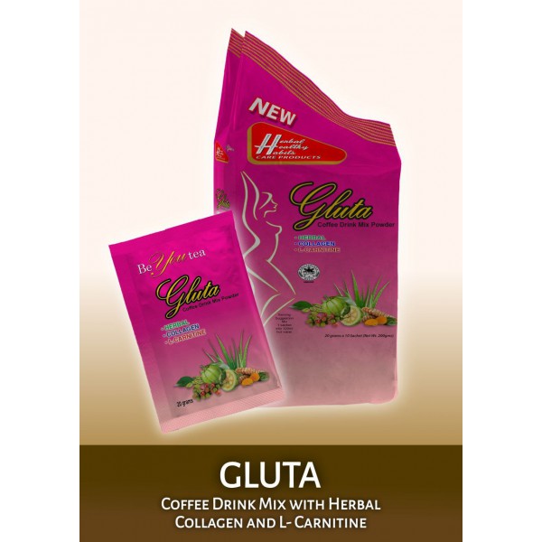 Gluta Coffee Drink Mix w/ Herbal, Collagen, and L-Carnitine 